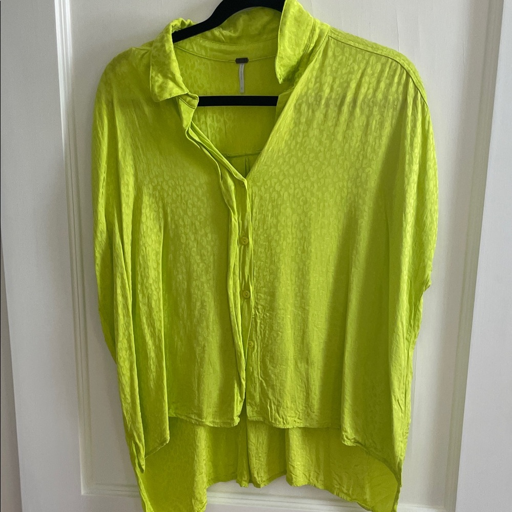 Young Fabulous & Broke Neon Lime Button-Front Blouse